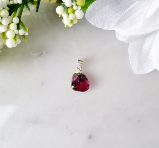 Hänge med rosa och grön Turmalin med Sterlingsilver 925