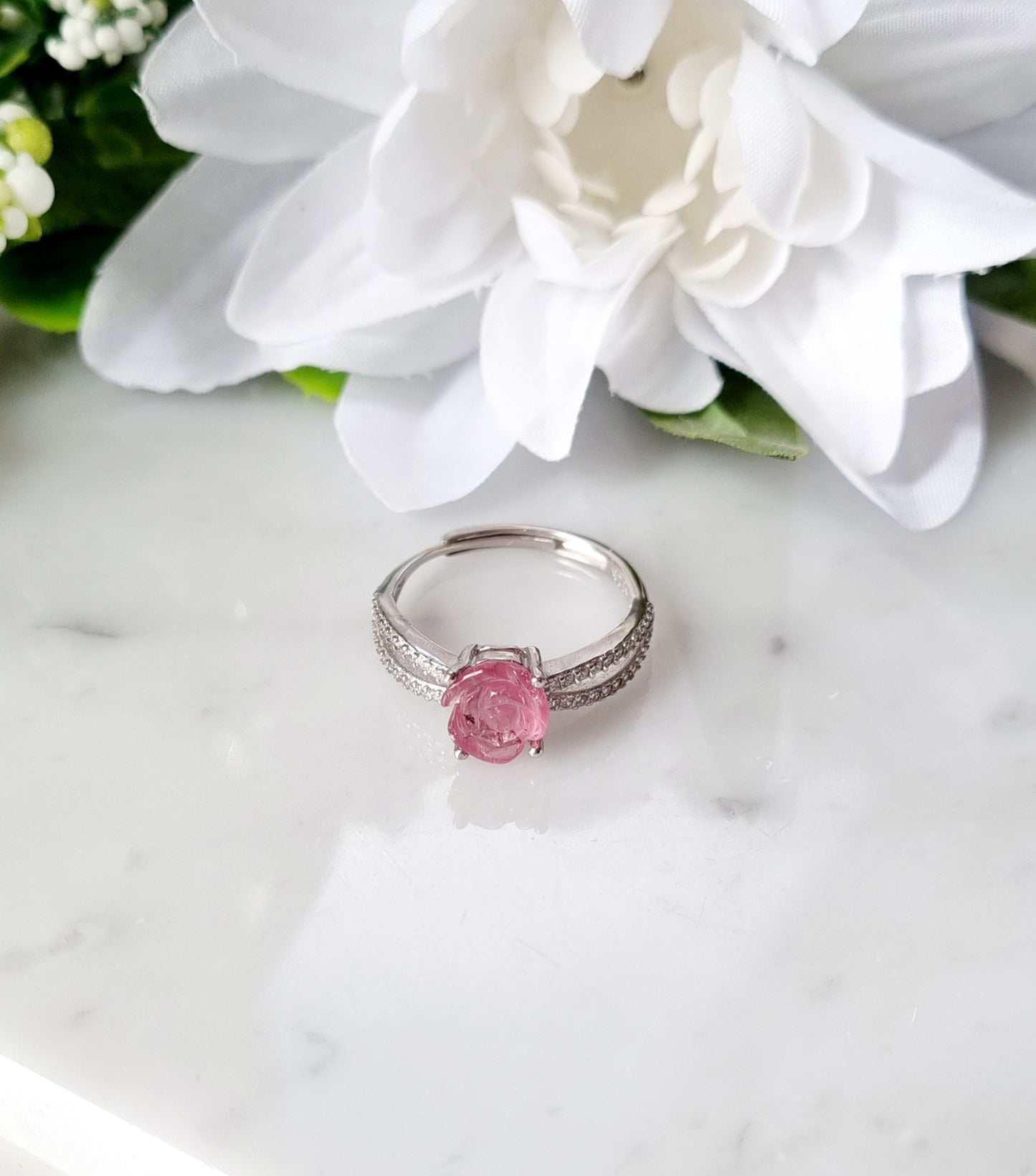 Ring Rosa turmalin och Sterling silver925