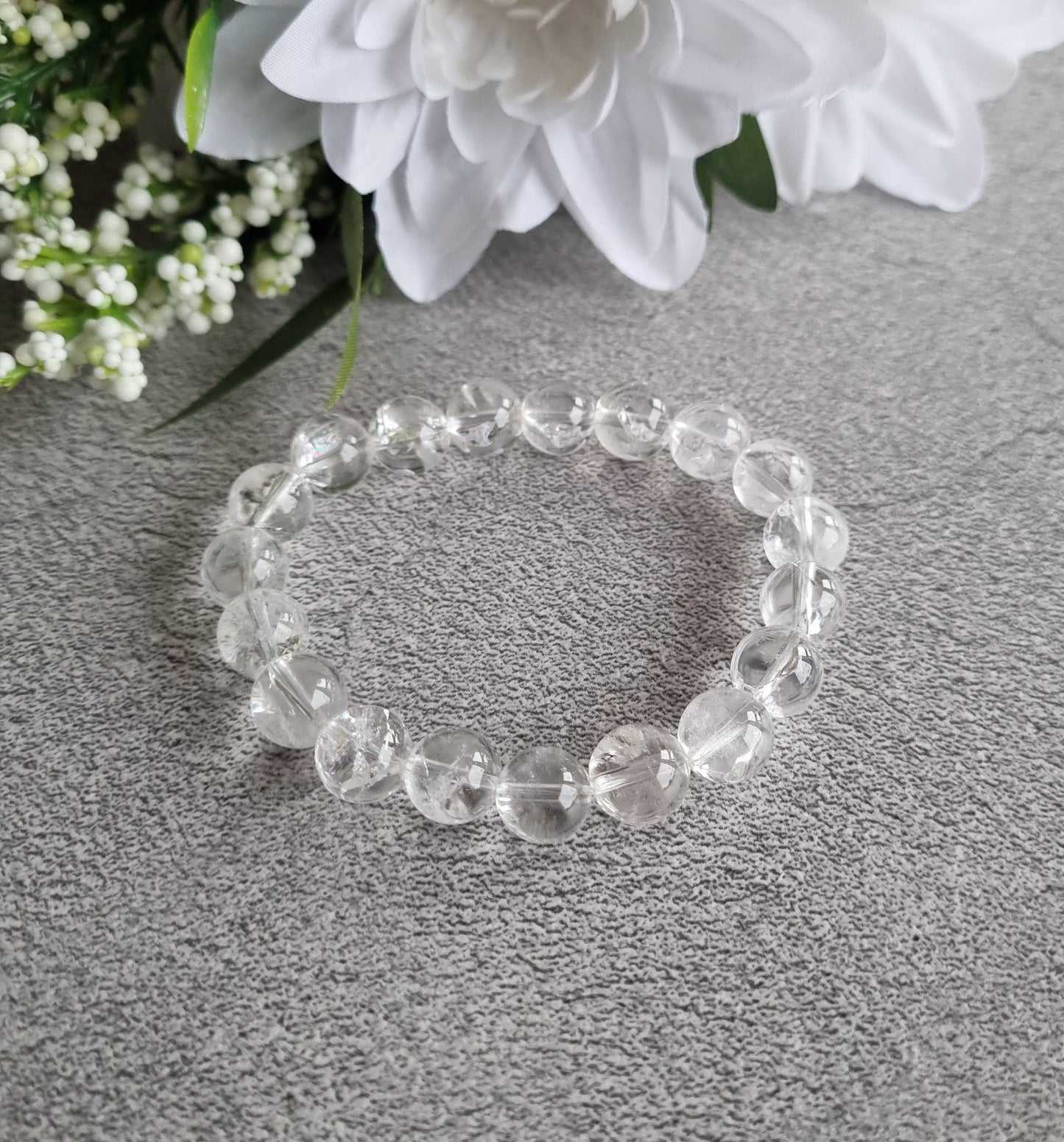 Armband Bergkristall med regnbågar, 10mm