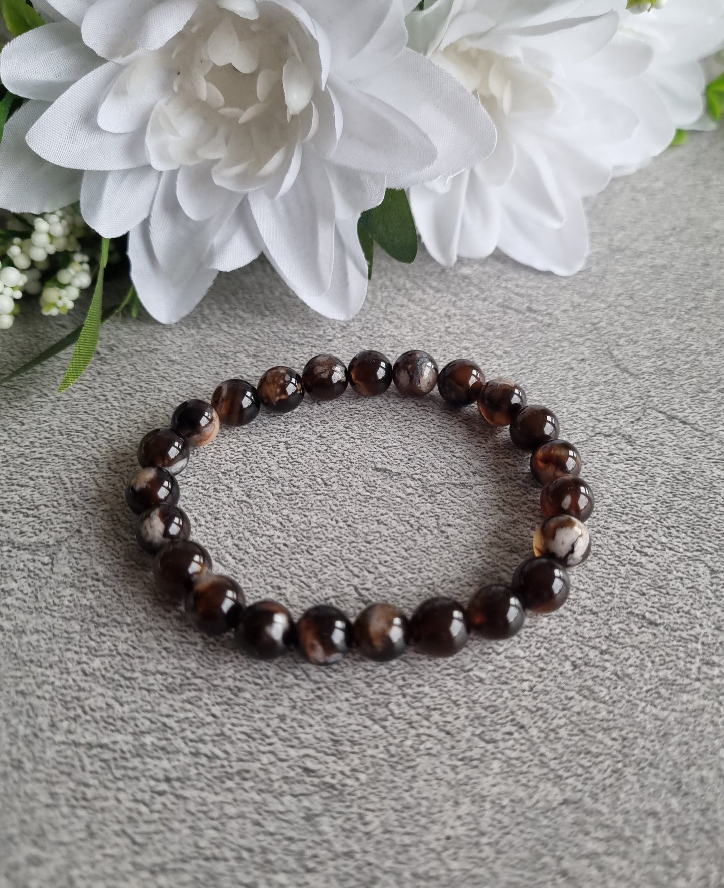 Armband Svart cherry agat, 8mm