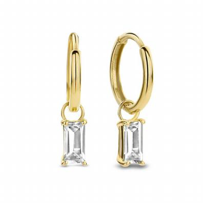 Örhängen Ringar och fyrkantig Moissanite, 10K eller 18K