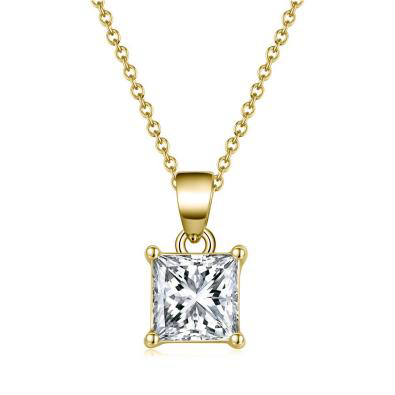 Halsband kvadrat med Moissanite 10K eller 18K guld