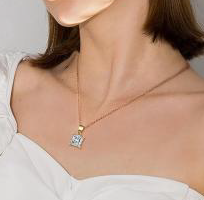 Halsband kvadrat med Moissanite 10K eller 18K guld