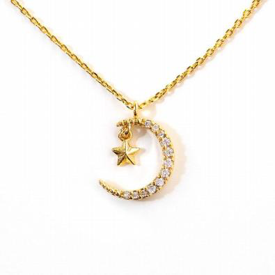 Halsband med Måne och Moissanite diamanter
