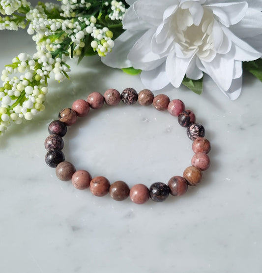 Armband Rhodonit, 8mm