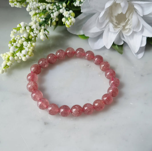 Armband Jordgubbskvarts, 8mm
