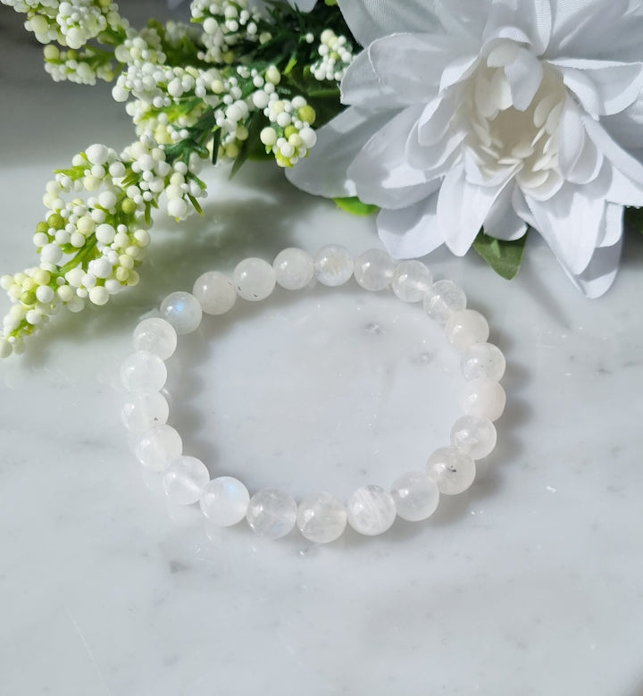 Armband Vit Månsten, 8mm