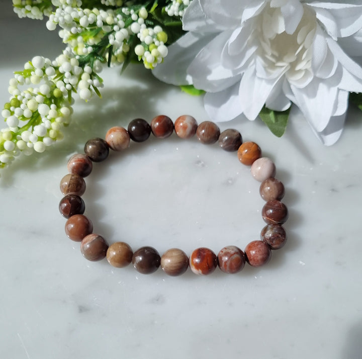 Armband Förstenat trä, 8mm