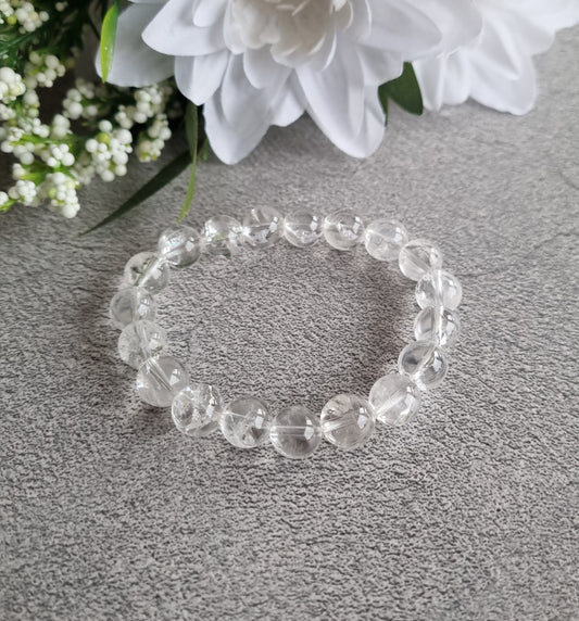 Armband Bergkristall med regnbågar, 10mm