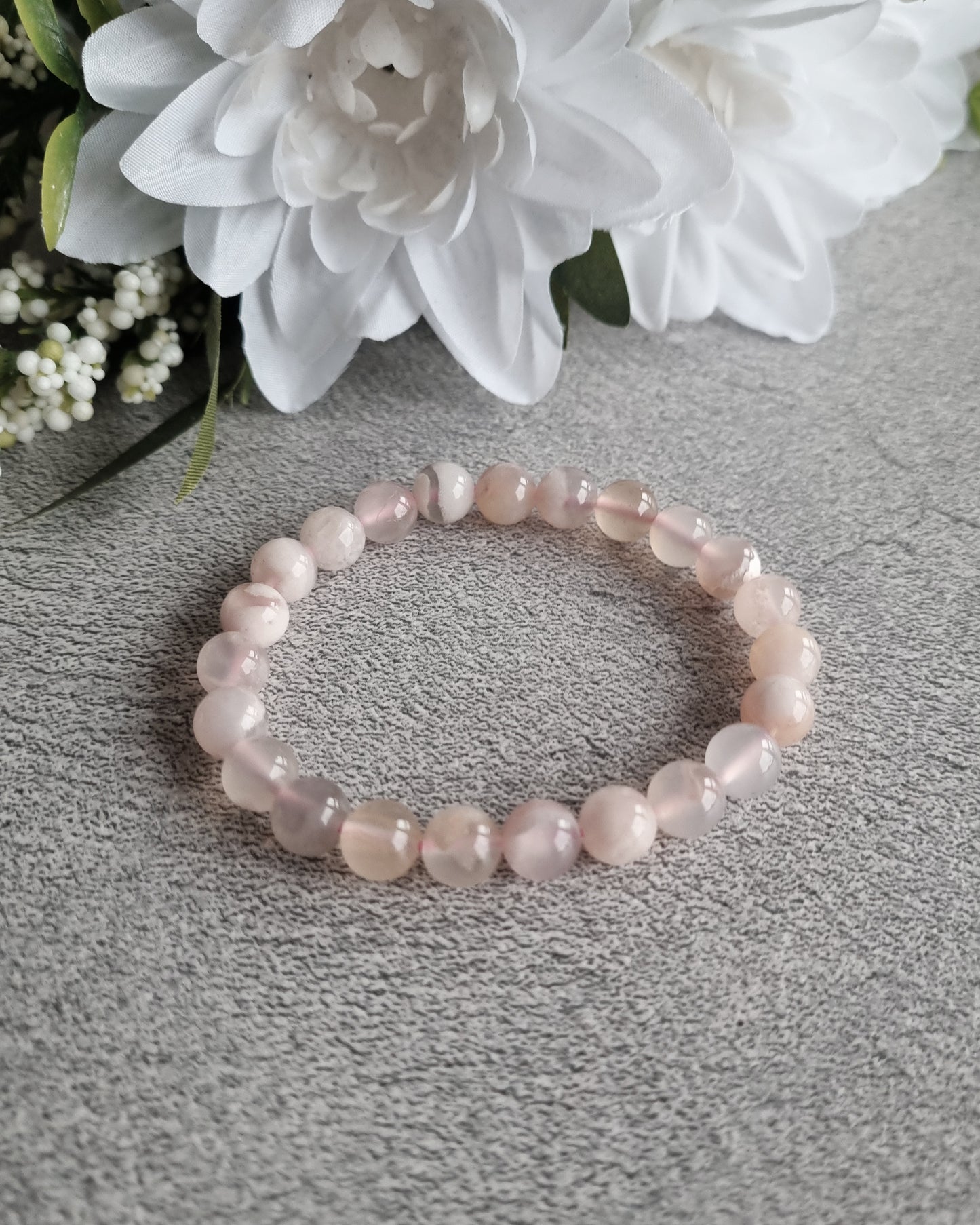 Armband Rosa Cherry agat, 8mm